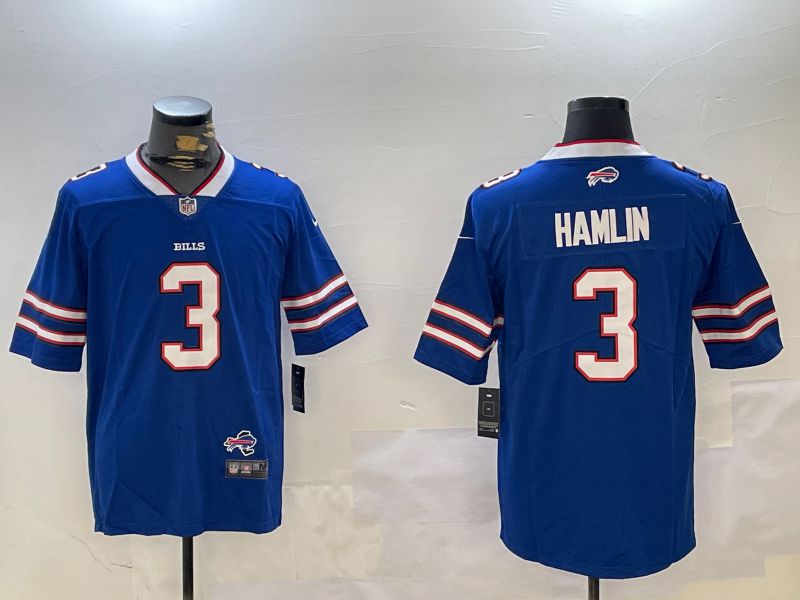 Men Buffalo Bills #3 Hamlin Blue Second generation 2024 Nike Limited NFL Jersey style 2